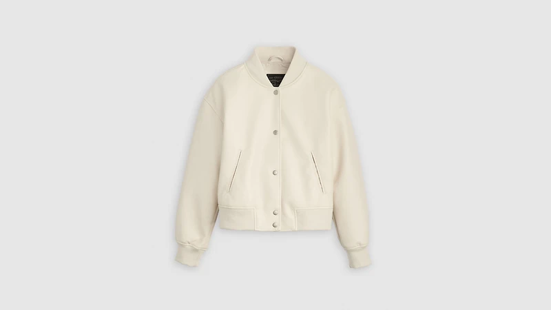 Faux Leather Varsity Bomber Jacket