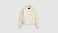 Faux Leather Varsity Bomber Jacket