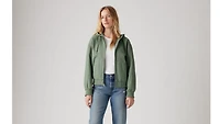 Relaxed Hooded Bomber Jacket