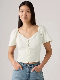 Kierra Short-Sleeve Denim Blouse