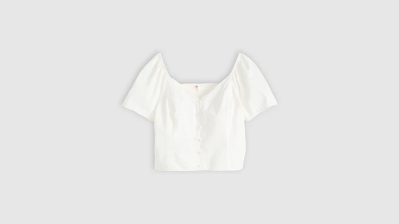 Kierra Short-Sleeve Denim Blouse