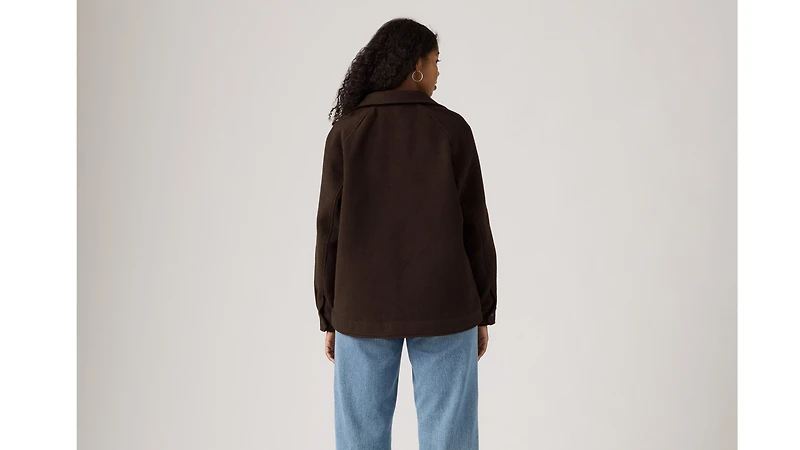Wool Blend Raglan Sleeve Shirt Jacket