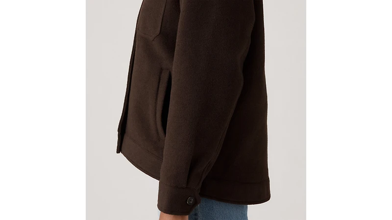 Wool Blend Raglan Sleeve Shirt Jacket