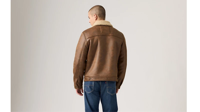 Two Chest Pocket Faux Shearling Jacket