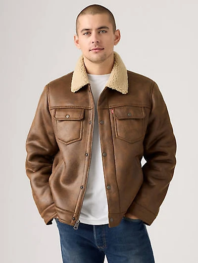 Two Chest Pocket Faux Shearling Jacket