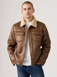 Two Chest Pocket Faux Shearling Jacket