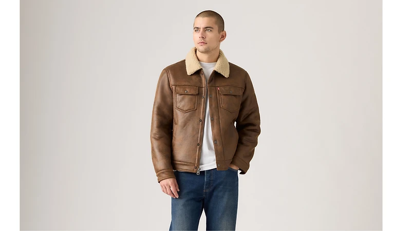 Two Chest Pocket Faux Shearling Jacket