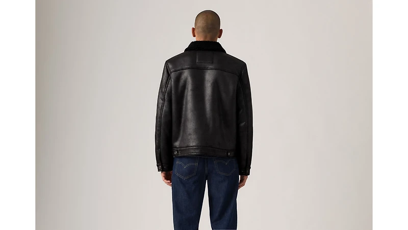 Two Chest Pocket Faux Shearling Sherpa Collar Jacket