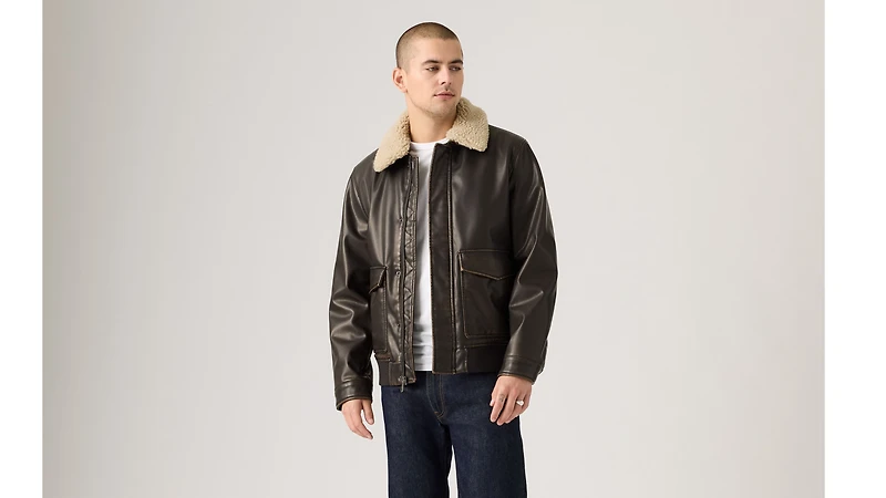 Aviator Jacket with Removeable Sherpa Collar