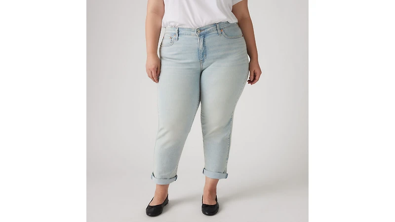 Boyfriend Mid Rise Women's Jeans (Plus Size