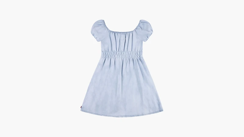 Square Neck Puff Sleeve Dress Big Girls S-XL