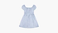 Square Neck Puff Sleeve Dress Big Girls S-XL