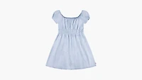 Square Neck Puff Sleeve Dress Big Girls S-XL