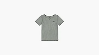 Waffle Notch Neck Top Big Girls 7-16