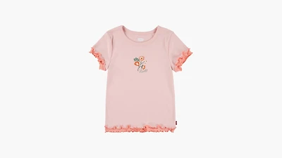 Floral Embroidery Knit Top Big Girls S-XL