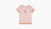 Floral Embroidery Knit Top Big Girls S-XL