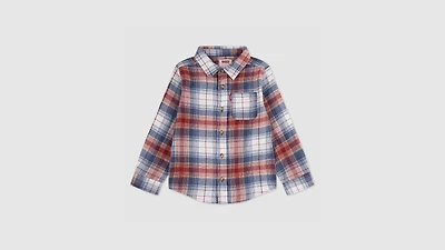 Indigo Plaid Twill Shirt Little Boys 4-6X