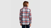 Indigo Plaid Twill Shirt Big Boys S-XL