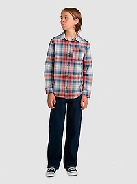 Indigo Plaid Twill Shirt Big Boys S-XL