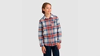 Indigo Plaid Twill Shirt Big Boys S-XL