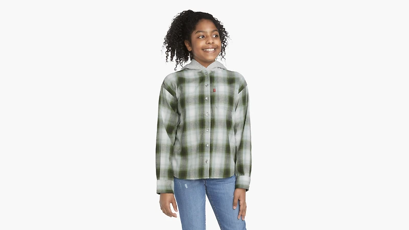 Hooded Woven Top Big Girls 7-16