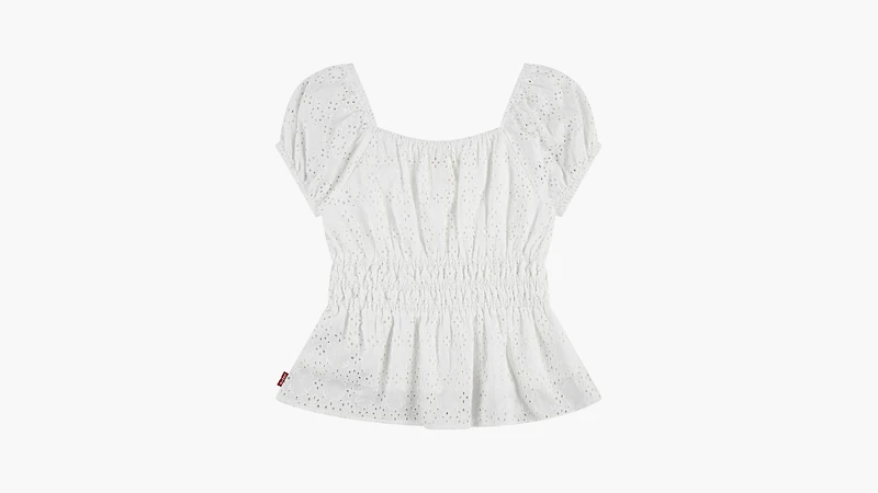 Eyelet Puff Sleeve Top Big Girls S-XL