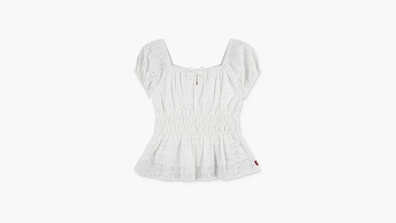 Eyelet Puff Sleeve Top Big Girls S-XL