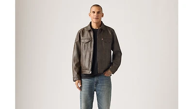 Faux Leather Trucker Jacket