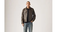 Faux Leather Trucker Jacket