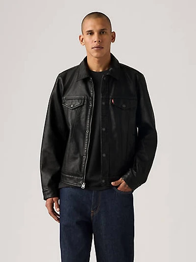 Faux Leather Trucker Jacket