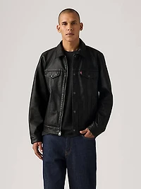 Faux Leather Trucker Jacket