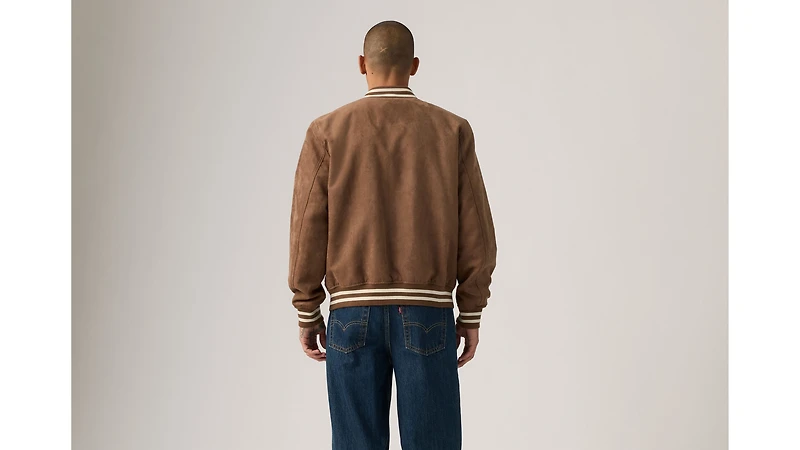 Faux Suede Varsity Jacket