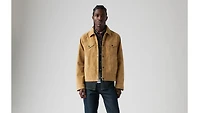 Vintage Faux Cow Suede Trucker Jacket