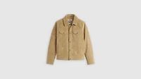 Vintage Faux Cow Suede Trucker Jacket