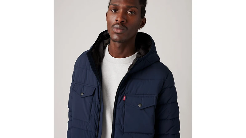 Hooded 2 Chest Pocket Puffer Jacket