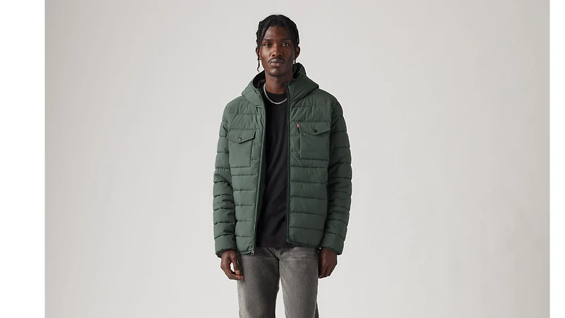 Hooded 2 Chest Pocket Puffer Jacket