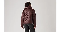 Faux Leather Puffer Jacket
