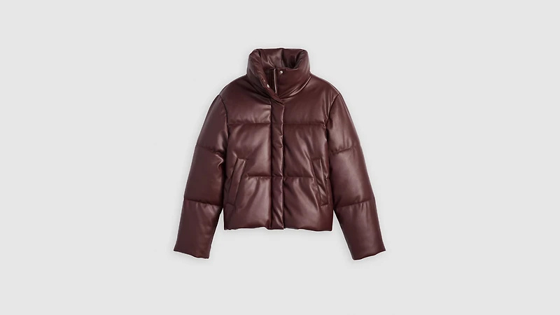 Faux Leather Puffer Jacket
