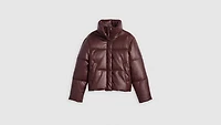 Faux Leather Puffer Jacket