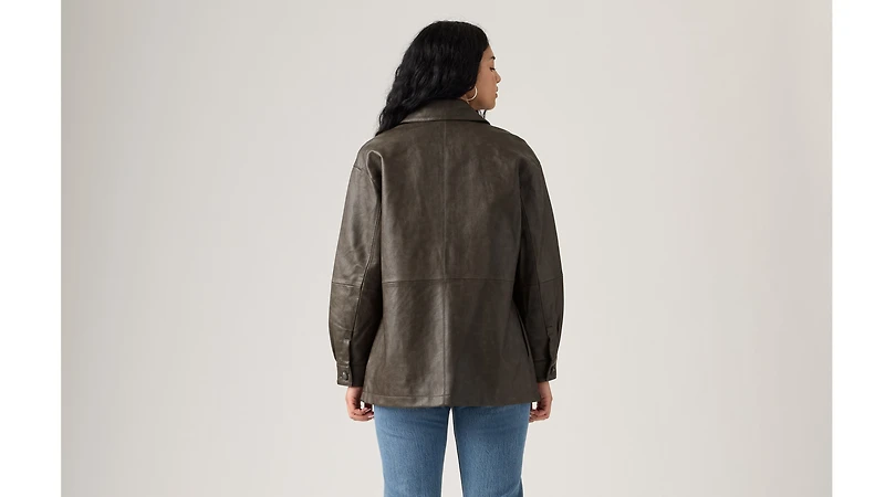 Faux Leather Vintage Blazer