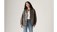 Faux Leather Vintage Blazer