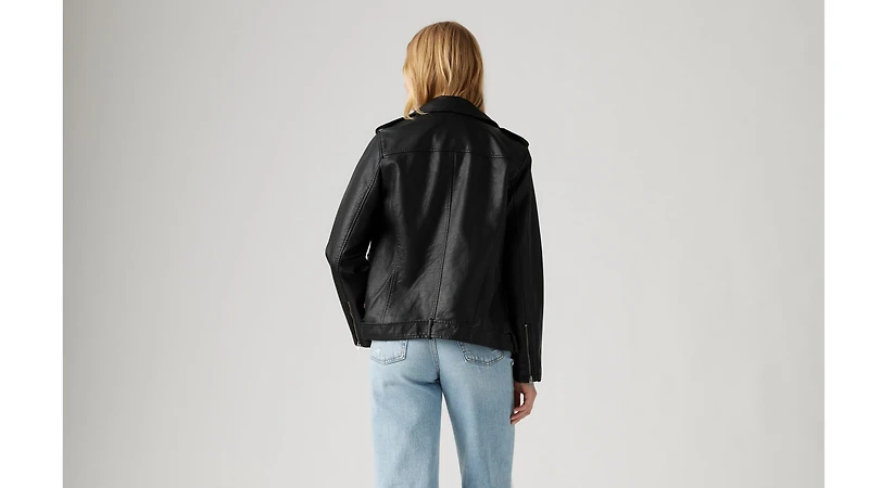 Longline Faux Leather Moto Jacket