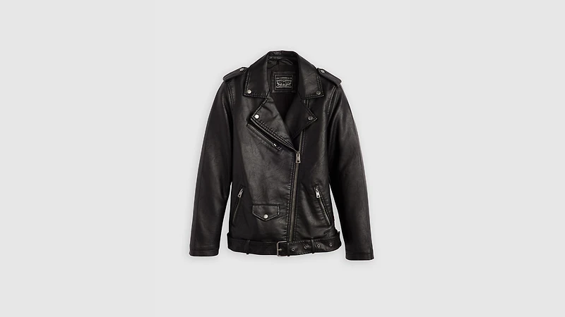 Longline Faux Leather Moto Jacket