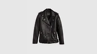Longline Faux Leather Moto Jacket