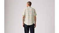 Short Sleeve Sunset Cotton Linen One Pocket Shirt