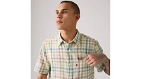 Short Sleeve Sunset Cotton Linen One Pocket Shirt