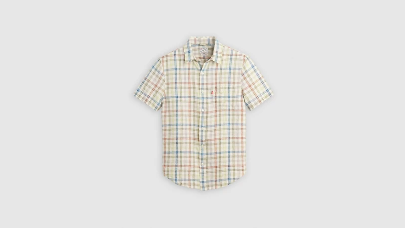 Short Sleeve Sunset Cotton Linen One Pocket Shirt