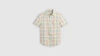 Short Sleeve Sunset Cotton Linen One Pocket Shirt