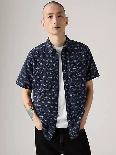 Short Sleeve Sunset Cotton Linen One Pocket Shirt