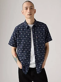 Short Sleeve Sunset Cotton Linen One Pocket Shirt